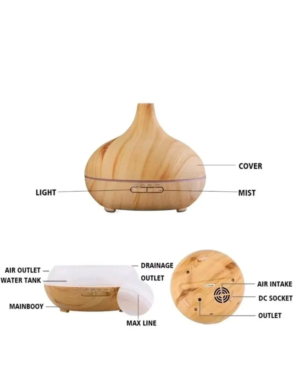 Oil Aroma Diffuser Aromatherapy LED Essential Ultrasonic Humidifier Air Purifier